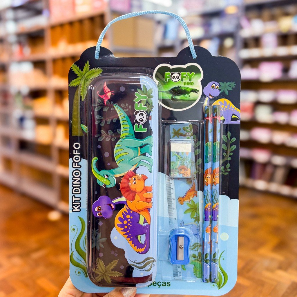 Kit Escolar Dino Fofo 6 Peças - FOFY - BLISTER