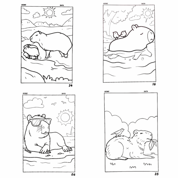 Card Surpresa para Colorir CAPIVARA 4 Und - 1 PACOTE