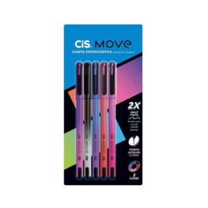 Caneta Esferográfica CIS Move - BLISTER 5 UND
