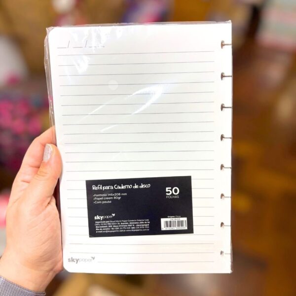 Refil de Caderno de Disco A5 8 Discos14,6x20,8cm 50 Fls - SKYPAPER - UND