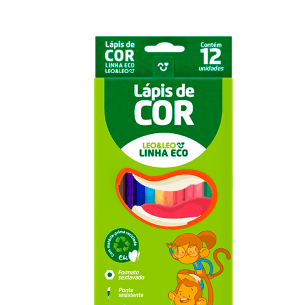 Lápis de Cor Sextavado Flex Ecológico 12 Cores LEO E LEO - BLISTER
