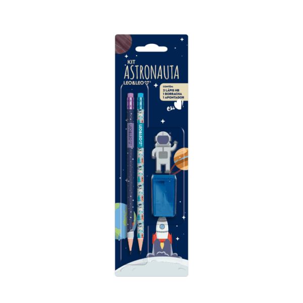 Kit Escolar Astronauta 4 Peças -  LEO E LEO - BLISTER