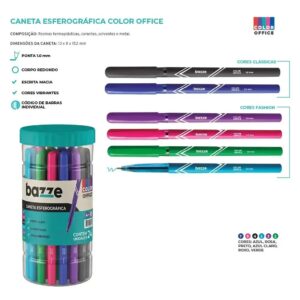 Caneta Esferográfica Color Office 1.0mm - TRIS BAZZE - POTE 24 UND