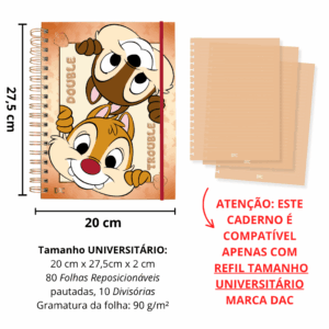Caderno Smart Universitário 10 Divisórias Tico e Teco 80 fls - DAC