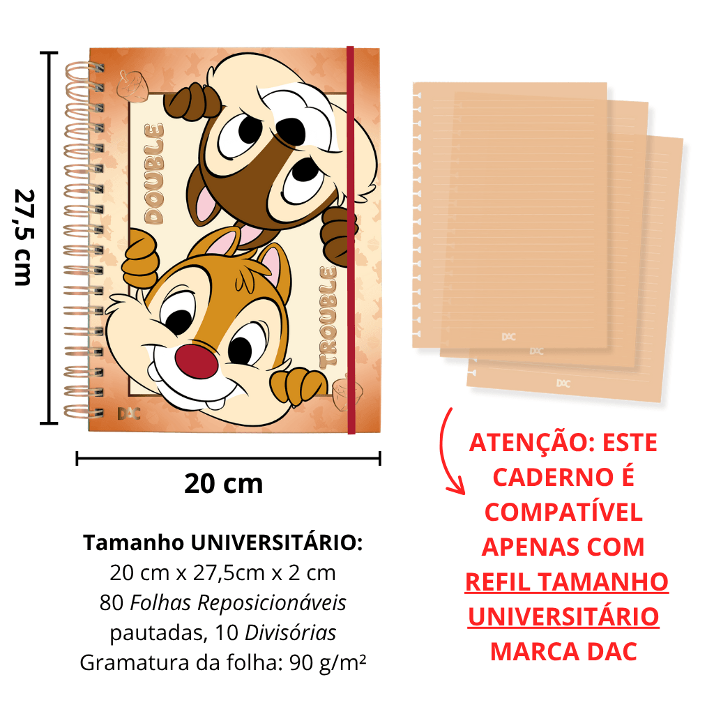 Caderno Smart Universitário 10 Divisórias Tico e Teco 80 fls - DAC