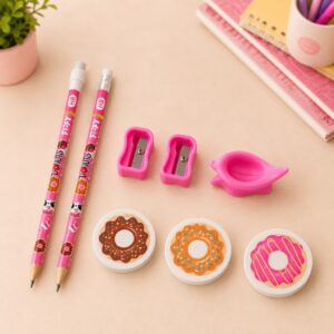 Kit Escolar Donuts Panda Cute 17 Peças - FOFY - BLISTER