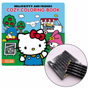 KIT Livro de Colorir Hello Kitty Cozy - CIRANDA + 10 CANETAS TOUCH