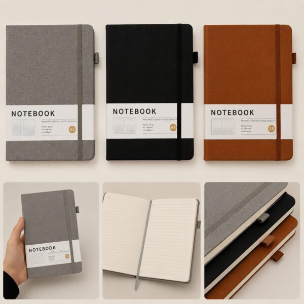 Caderno A5 Premium Capa Linho c/ Elástico 14x20,5cm - IMPORTADO - UND