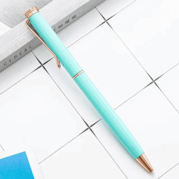 Caneta Luxo Metálica Pastel c/ Grip Rosê - Kit 4 Und