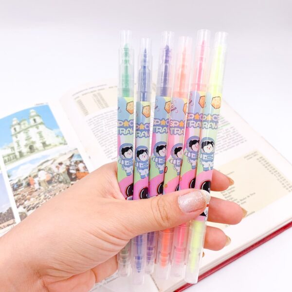 Marca Texto Neon 2 Pontas Astronauta - Blister 6 Und