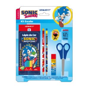Kit Escolar SONIC 7 Itens - LEO E LEO - BLISTER