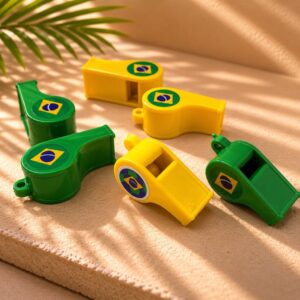 Apito Brasil 4cm Copa do Mundo - IMPORTADO - PACOTE 6 UND