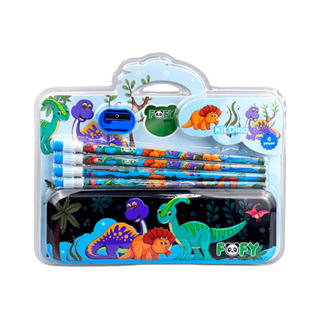 Kit Escolar Dino 6 Peças - FOFY - BLISTER