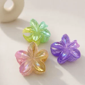 Presilha Piranha Flor TRANSPARENTE COLORFUL 6 cm - IMPORTADO - PACOTE 6 UND