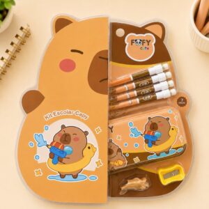 Kit Escolar Capivara 7 Peças - FOFY - BLISTER
