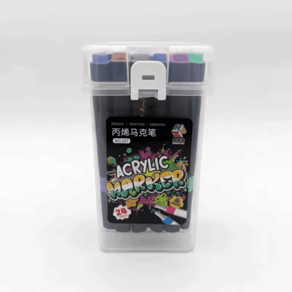 Marcador ACRÍLICO para COLORIR - MALETA Transparente 24 CORES
