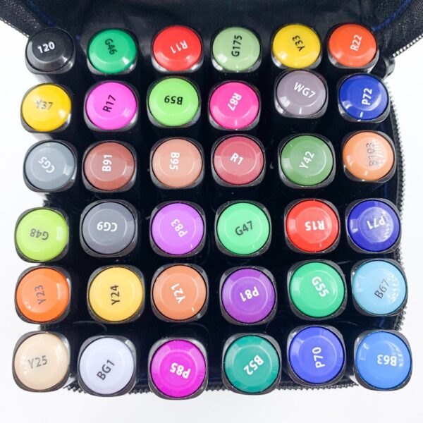 Caneta TOUCH Marcador Ponta Dupla PARA COLORIR - MALETA 36 CORES - Tampa Redonda