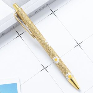 Caneta Luxo Metálica Glitter Margarida - Kit 4 Und