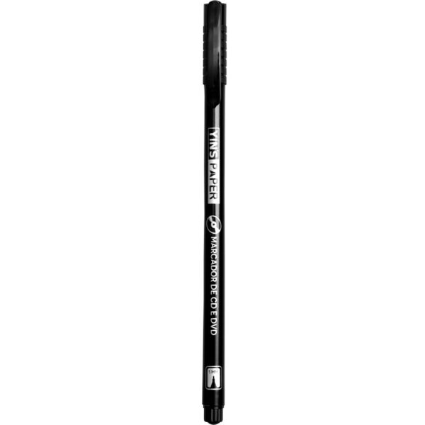 Caneta Marcador Permanente Slim Preto - YINS PAPER - CX 12 UND