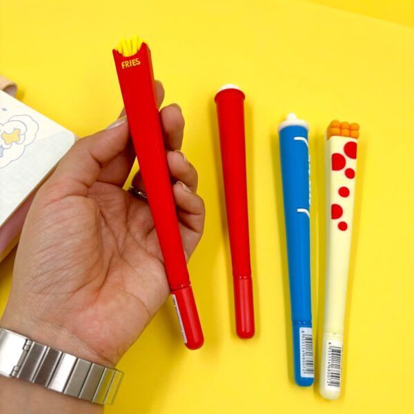 Caneta Fofa Emborrachada Fast Food - Pacote 4 Und