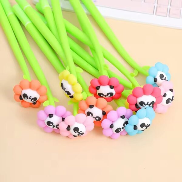 Caneta Flexível Dançante Flor Panda - PACOTE 6 UND