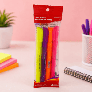 Marca Texto Neon Pacote c/4 Und - YINS PAPER - BLISTER