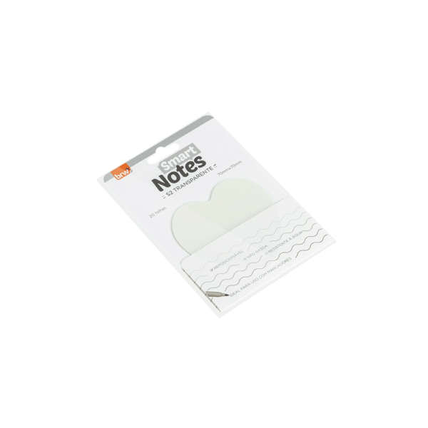 Bloco Smart Notes 70X70mm Transparente Coração BRW