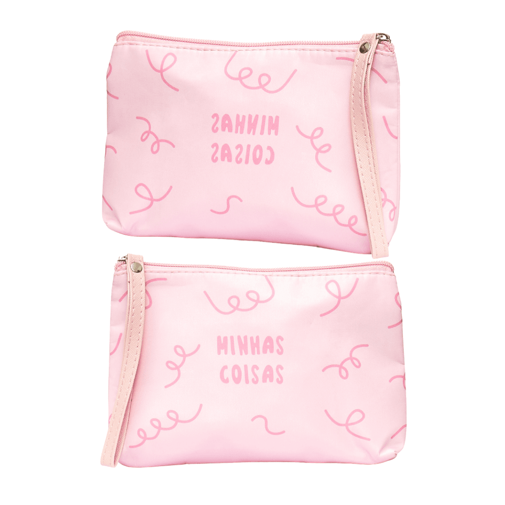 Necessaire Bolsinha de Mão Rosa MINHAS COISINHAS 14x20cm - FLORIE - UND