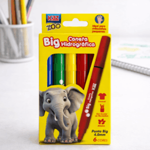 Canetinha Hidrográfica BIG Lavável 6 Cores - KAZ - BLISTER