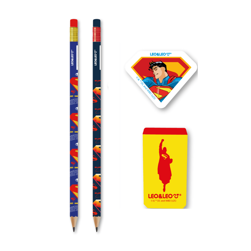 Kit Escolar Superman 4 Peças - LEO e LEO - BLISTER