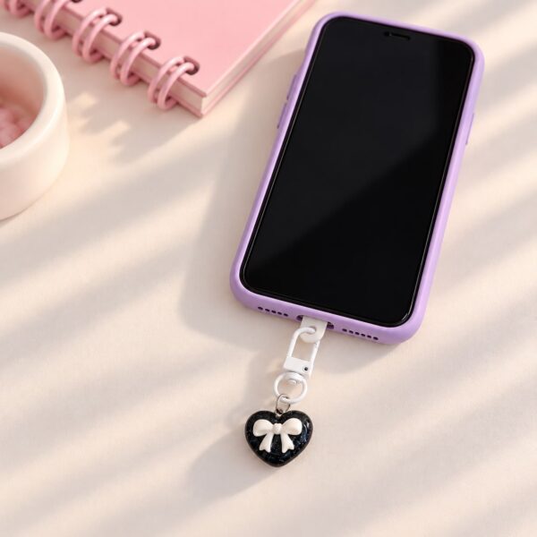 Chaveiro Tendência Charm p/ Celular Coração Laço - IMPORTADO - UND