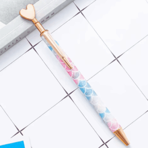 Caneta Metálica LUXO Clic Coração Glitter  - IMPORTADO - UND SORTIDA
