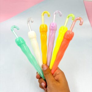 Caneta Fofa Guarda Chuva Cristal- Kit 6 Und
