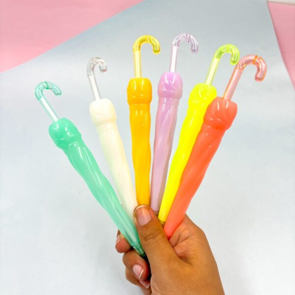 Caneta Fofa Guarda Chuva Cristal- Kit 6 Und
