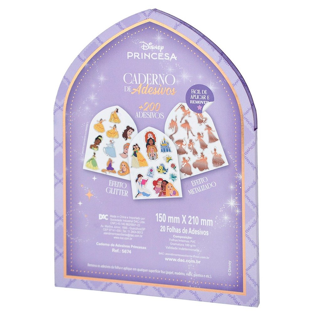 Caderno de Adesivos c/ + de 200 Und Princesas Disney - DAC