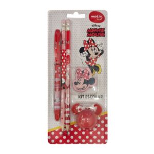 Kit Escolar Minnie Mouse Azul 5 Peças MOLIN - BLISTER