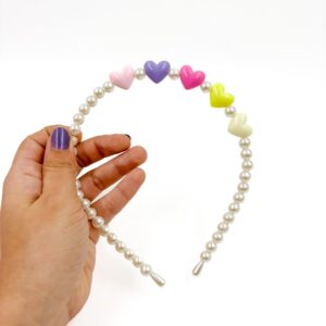 Tiara Cabelo Pérola Coração Pastel