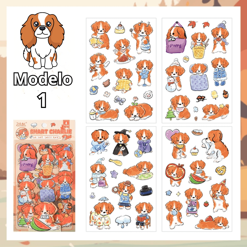 Pacote c/ 4 Cartelas Adesivo Cachorrinho Cute - IMPORTADO - UND