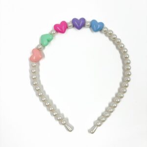 Tiara Cabelo Pérola Coração Pastel