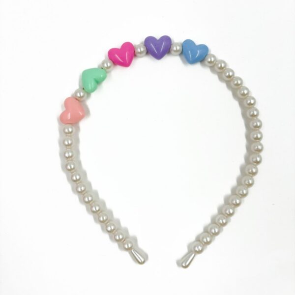 Tiara Cabelo Pérola Coração Pastel