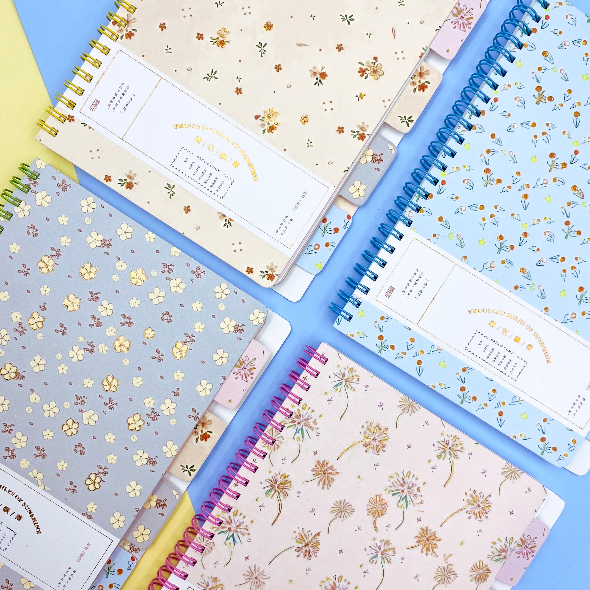 Caderno A5 Capa Dura c/ Divisória Flores SUNSHINE 16,2x21,2cm - IMPORTADO - UND