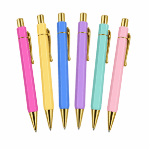 Caneta Esferográfica Retrátil Pastel Dourada  - IMPORTADO - PACOTE 12 UND