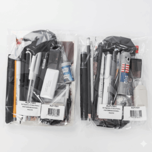 Kit Papelaria 15 Itens Paleta - PRETO/BRANCO/CINZA - PACOTE