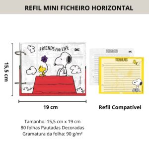 Refil Folhas Mini Fichario Horizontal Snoopy - DAC