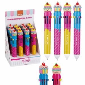 Caneta Esferográfica Divertida 0.7mm Tutti Frutti 10 Cores BRW - UND