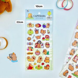 Cartela de Adesivos 3D Capivara - Kit 4 UND