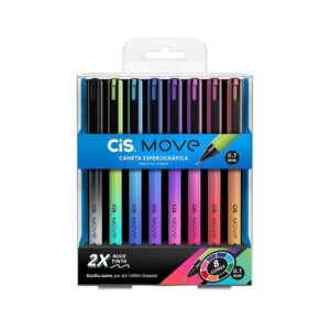 Caneta Esferográfica CIS Move - BLISTER 8 UND