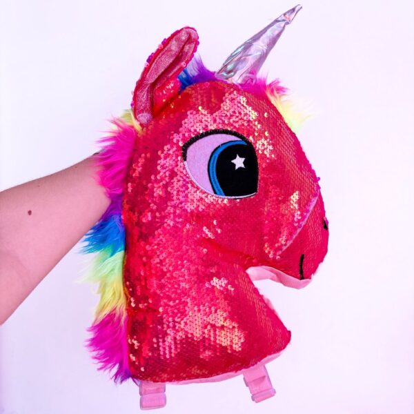Mochila Pelúcia Unicórnio Color Lantejoulas