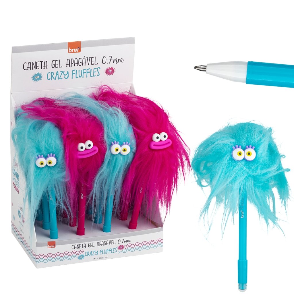 Caneta Esferográfica Gel Apagável 0,7 mm Cabeluda Crazy Fluffles - BRW - UND