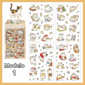 Pacote c/ 4 Cartelas Adesivo Gatinhos Cute - IMPORTADO - UND